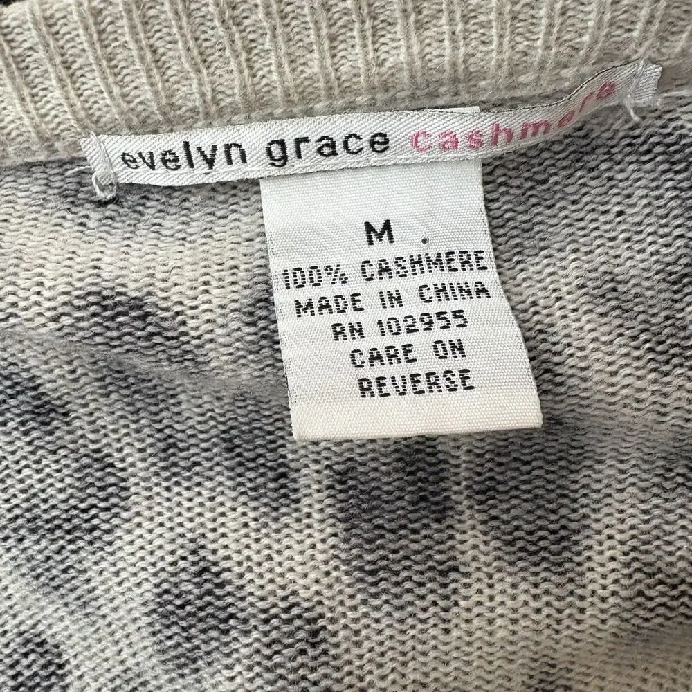 Evelyn Grace 100% Cashmere Sweater Leopard Animal Print Cardigan Size Medium